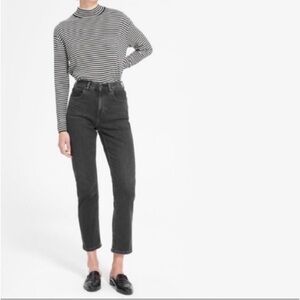 Everlane High Rise Slim Straight Ankle Jeans Charcoal Wash Size 25